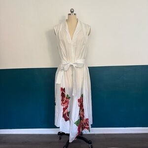 Adam Lippes Floral Print Cotton Belted Dresss